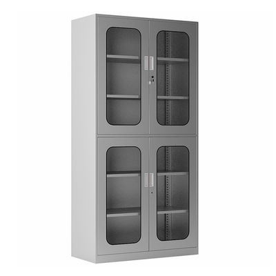 4 Galss Door Double Tiers Lemari Penyimpanan Stainless Steel Dengan Rak Yang Dapat Disesuaikan