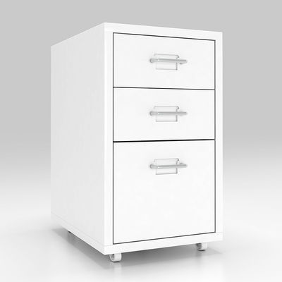 Rumah Kamar Tidur 3 Laci Penyimpanan Logam Mobile Nightstand Dengan Roda