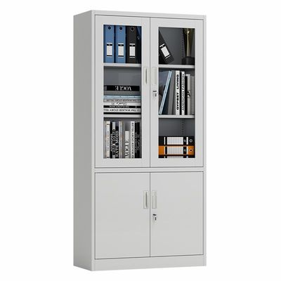 Perpustakaan Tahan Air Dua Tingkatan Lemari Penyimpanan Logam Pintu Kaca
