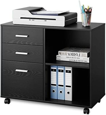 3 Laci Logam Mobile Lateral Printer Stand Lemari Arsip Dengan Rak Penyimpanan Terbuka
