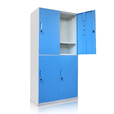 Gym Home Penyimpanan Warna Ganda Lemari Loker Logam 4 Pintu Bingkai Ramping