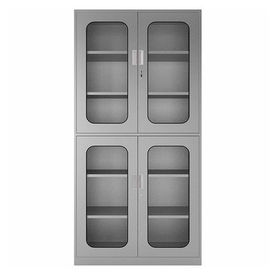 4 Galss Door Double Tiers Lemari Penyimpanan Stainless Steel Dengan Rak Yang Dapat Disesuaikan
