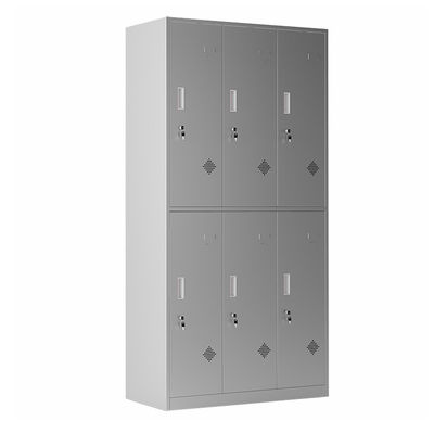 6 Pintu Penyimpanan Pakaian Kabinet Stainless Steel Dikunci Untuk Ruang Ganti