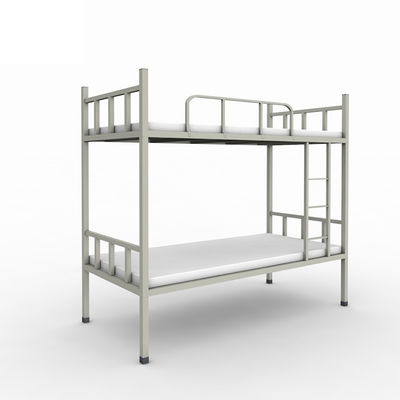 Dormitory Double Layer Anti Slip Grey Color Metal Bunks With Ladder