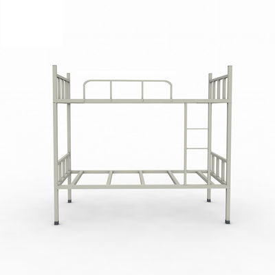 Dormitory Double Layer Anti Slip Grey Color Metal Bunks With Ladder