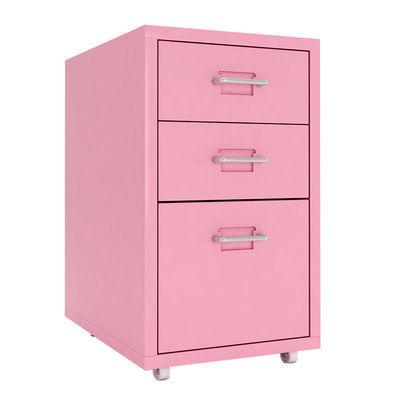 Rumah Kamar Tidur 3 Laci Penyimpanan Logam Mobile Nightstand Dengan Roda