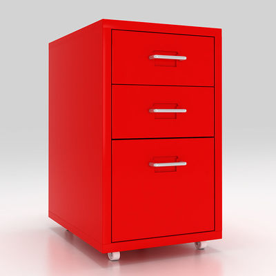 Rumah Kamar Tidur 3 Laci Penyimpanan Logam Mobile Nightstand Dengan Roda