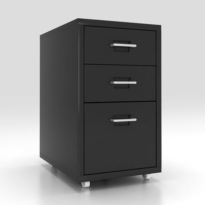 Rumah Kamar Tidur 3 Laci Penyimpanan Logam Mobile Nightstand Dengan Roda
