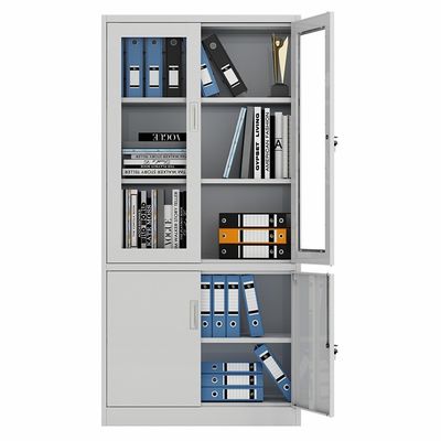 Perpustakaan Tahan Air Dua Tingkatan Lemari Penyimpanan Logam Pintu Kaca