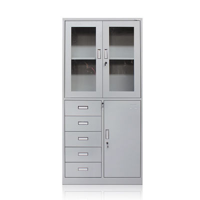 5 Laci Kantor Furniture Pintu Kaca 2 Tiers Metal Storage Cabinet Filing