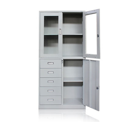 5 Laci Kantor Furniture Pintu Kaca 2 Tiers Metal Storage Cabinet Filing
