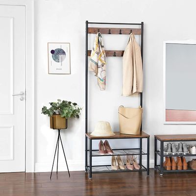 Coat Hall Shoe Bench 3 Tiers Steel Shelf Rack Organizer