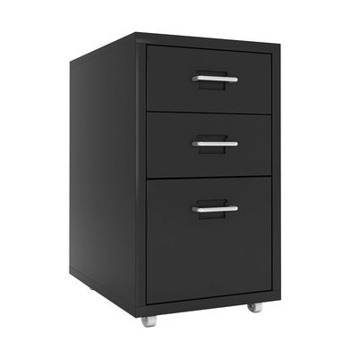 KD Structure Black Movable 3 Drawers Makeup Storage Cabinet