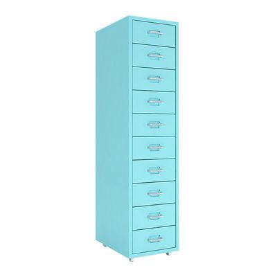 Blue Knock Down 10 Drawers Mobile Metal File Cabinet