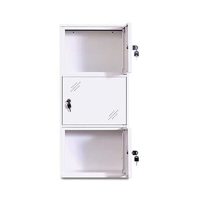 White 3 Door Rakitan Dan Kantor Gabungan Loker File Logam Setengah Tinggi