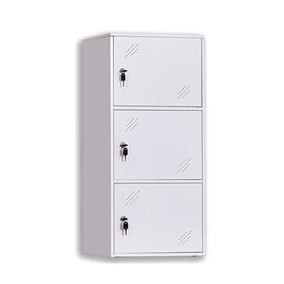 White 3 Door Rakitan Dan Kantor Gabungan Loker File Logam Setengah Tinggi