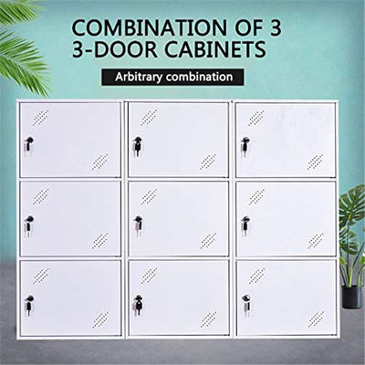 White 3 Door Rakitan Dan Kantor Gabungan Loker File Logam Setengah Tinggi