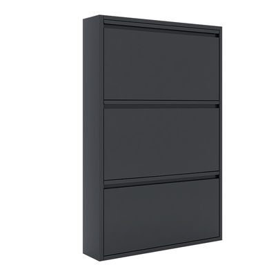 Lemari Penyimpanan Logam Modern Furniture Lemari Rak Sepatu Baja Rumah Hitam
