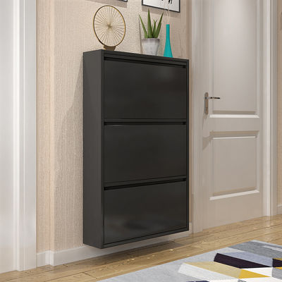 Lemari Penyimpanan Logam Modern Furniture Lemari Rak Sepatu Baja Rumah Hitam