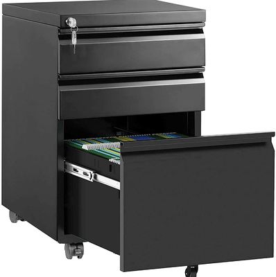 Mobile Printer Stand 3 Laci Lemari Arsip Logam Untuk Organisasi Rumah Kantor
