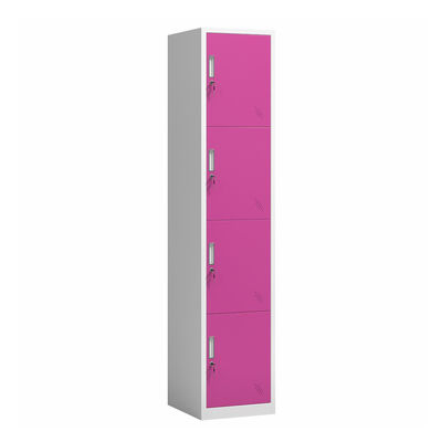 4 Pintu Loker Penyimpanan Logam Tas Sekolah Warna Ganda Penyimpanan Baja Knock Down
