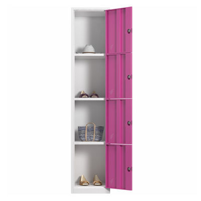 4 Pintu Loker Penyimpanan Logam Tas Sekolah Warna Ganda Penyimpanan Baja Knock Down