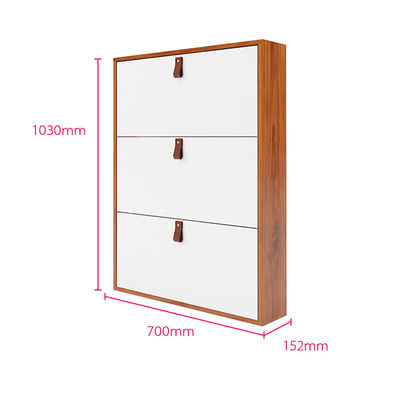 Warna Kayu 3 Tingkat Lemari Penyimpanan Logam Lantai Modern Lemari Penyimpanan Sepatu Dengan Pegangan