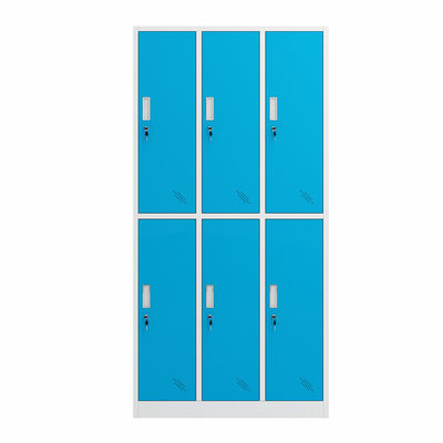 6 Pintu Baja Lantai Besi Kabinet Loker Penyimpanan Multi Pintu Dengan 6 Kompartemen